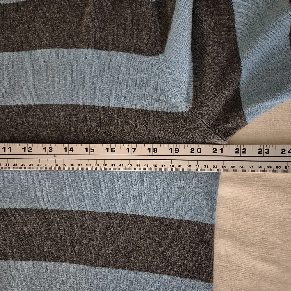 Cullen Womens‎ L Blue & Gray Colorblock Sweater Cotton Cashmere Blend Stripe